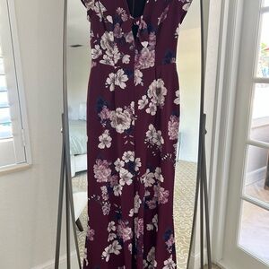 Anthropologie Yumi Kim Floral Burgundy Palazzo Jumpsuit